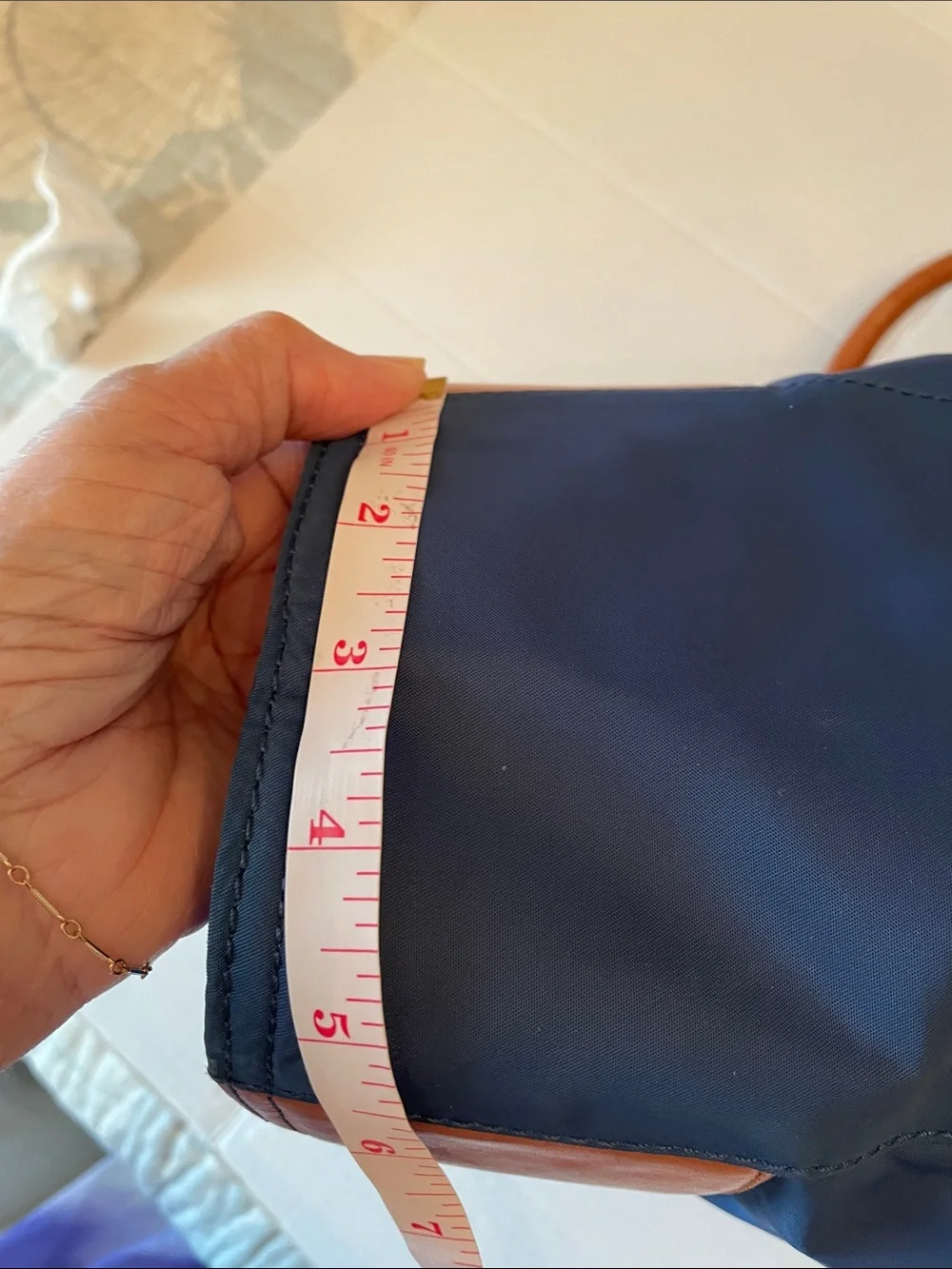 Tory Burch Navy and Cognac Leather Logo Tote